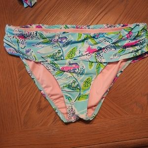 Lilly Pulitzer Lagoon Sarong Hipster swimsuit bikini bottoms sz 10 .